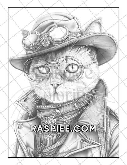 60 Cats Dressed Up Adult Coloring Pages Printable PDF Instant Download