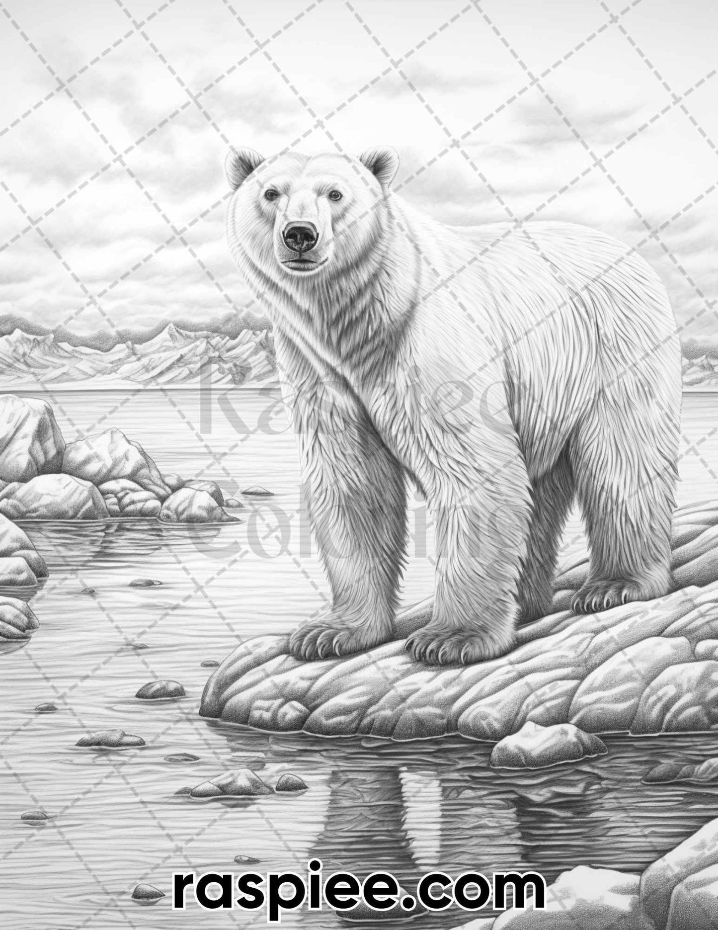 55 Wild Animals Grayscale Coloring Pages for Adults, Printable PDF Instant Download