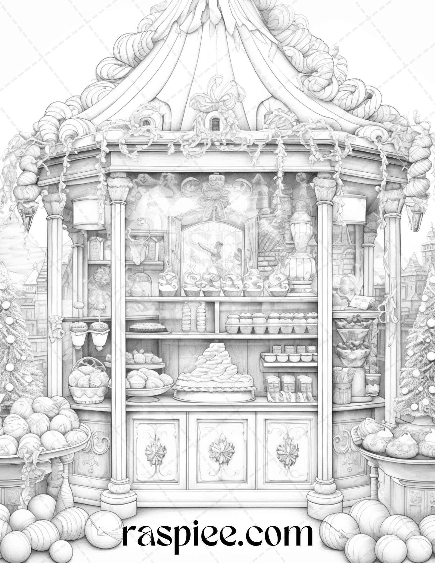 90 Merry Christmas Grayscale Coloring Pages Printable for Adults, PDF File Instant Download