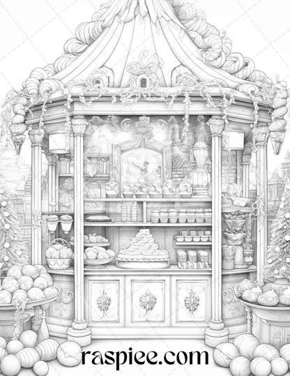 90 Merry Christmas Grayscale Coloring Pages Printable for Adults, PDF File Instant Download