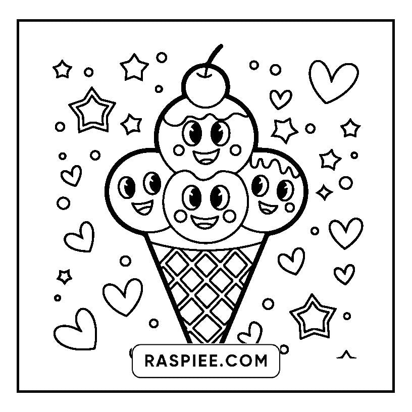 160 Bold and Easy Kawaii Food Coloring Pages