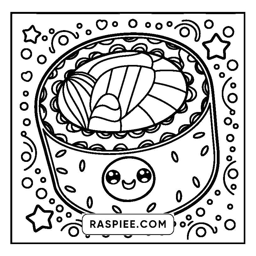 160 Bold and Easy Kawaii Food Coloring Pages