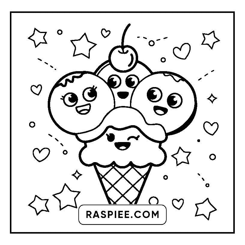 160 Bold and Easy Kawaii Food Coloring Pages
