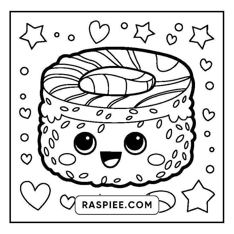 160 Bold and Easy Kawaii Food Coloring Pages