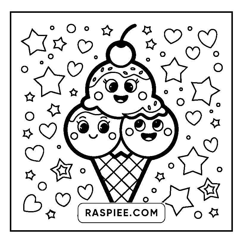 160 Bold and Easy Kawaii Food Coloring Pages