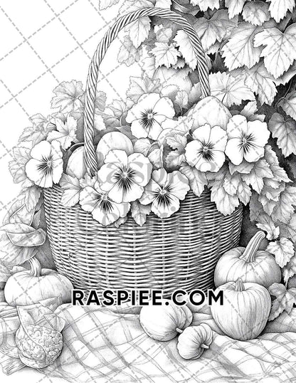 Fall Flowers Adult Coloring Pages Printable PDF Instant Download