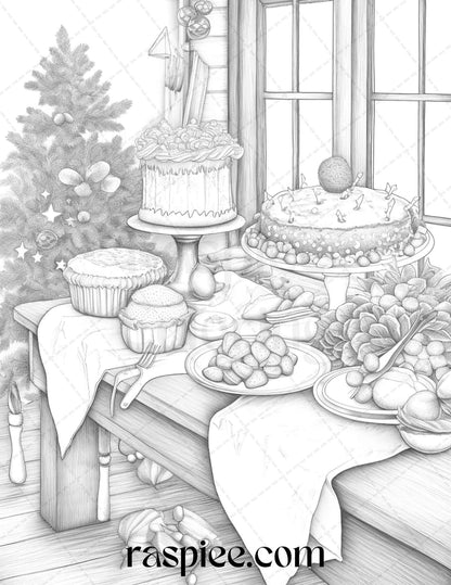 90 Merry Christmas Grayscale Coloring Pages Printable for Adults, PDF File Instant Download