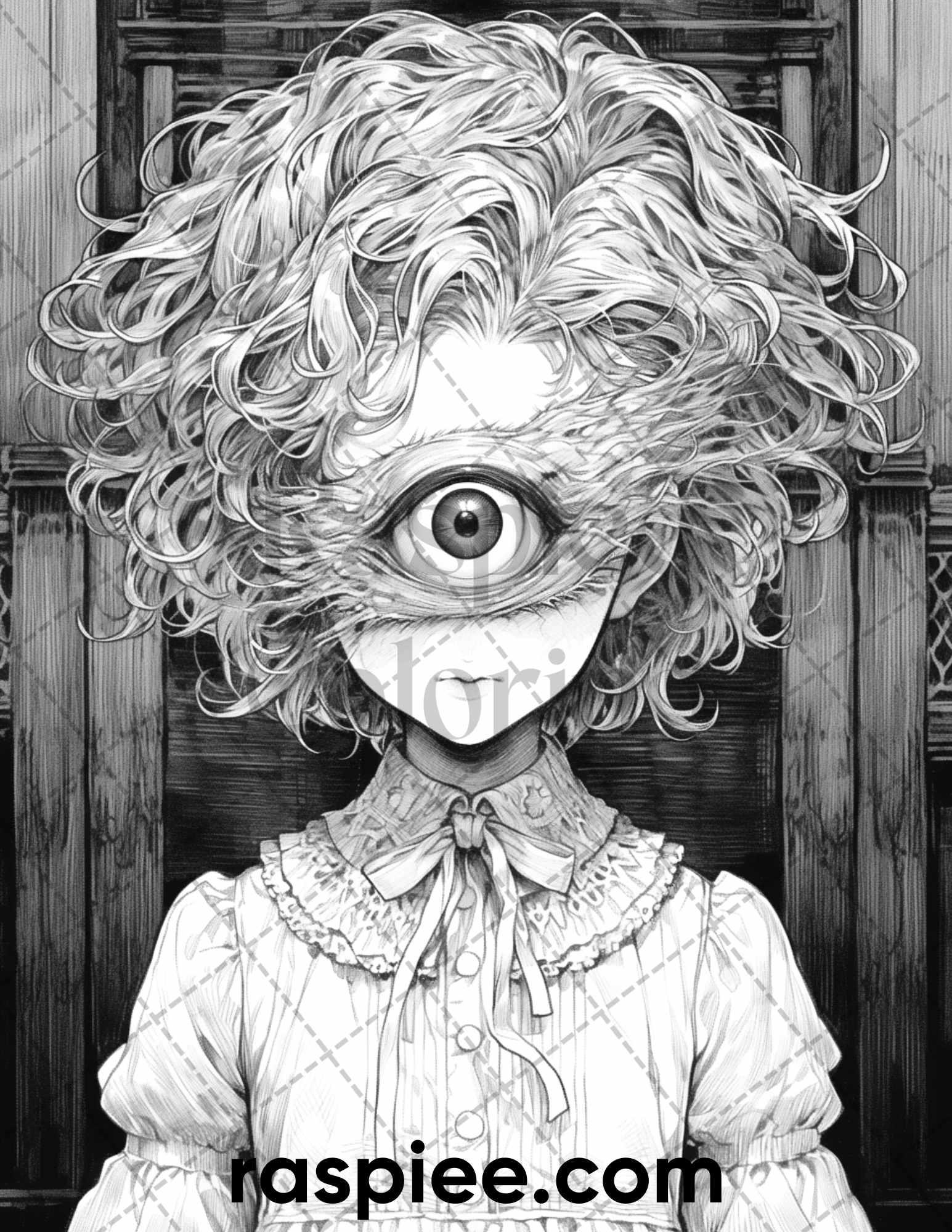 60 Horror Beauties Grayscale Coloring Pages Printable for Adults, PDF File Instant Download
