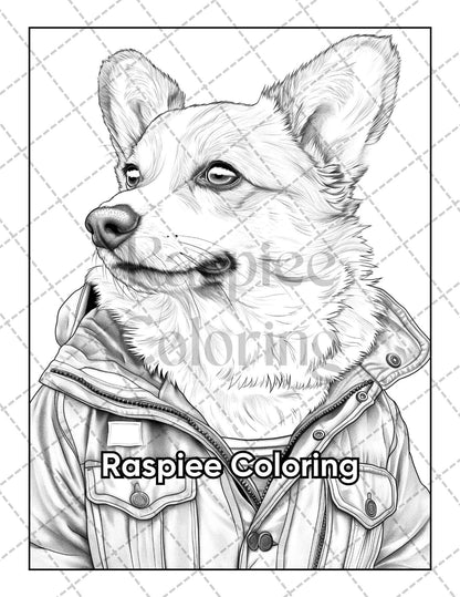 50 Dogs Dressed Up Adult Coloring Pages Printable PDF Instant Download