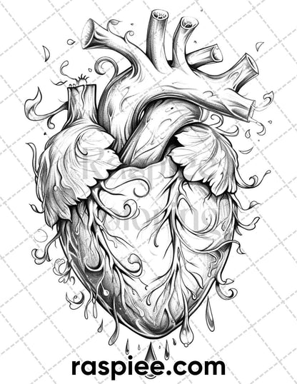 62 Classic American Tattoos Grayscale Adult Coloring Pages, Printable PDF Instant Download