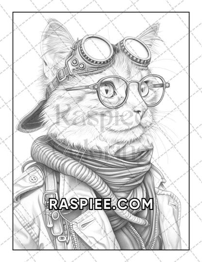 60 Cats Dressed Up Adult Coloring Pages Printable PDF Instant Download