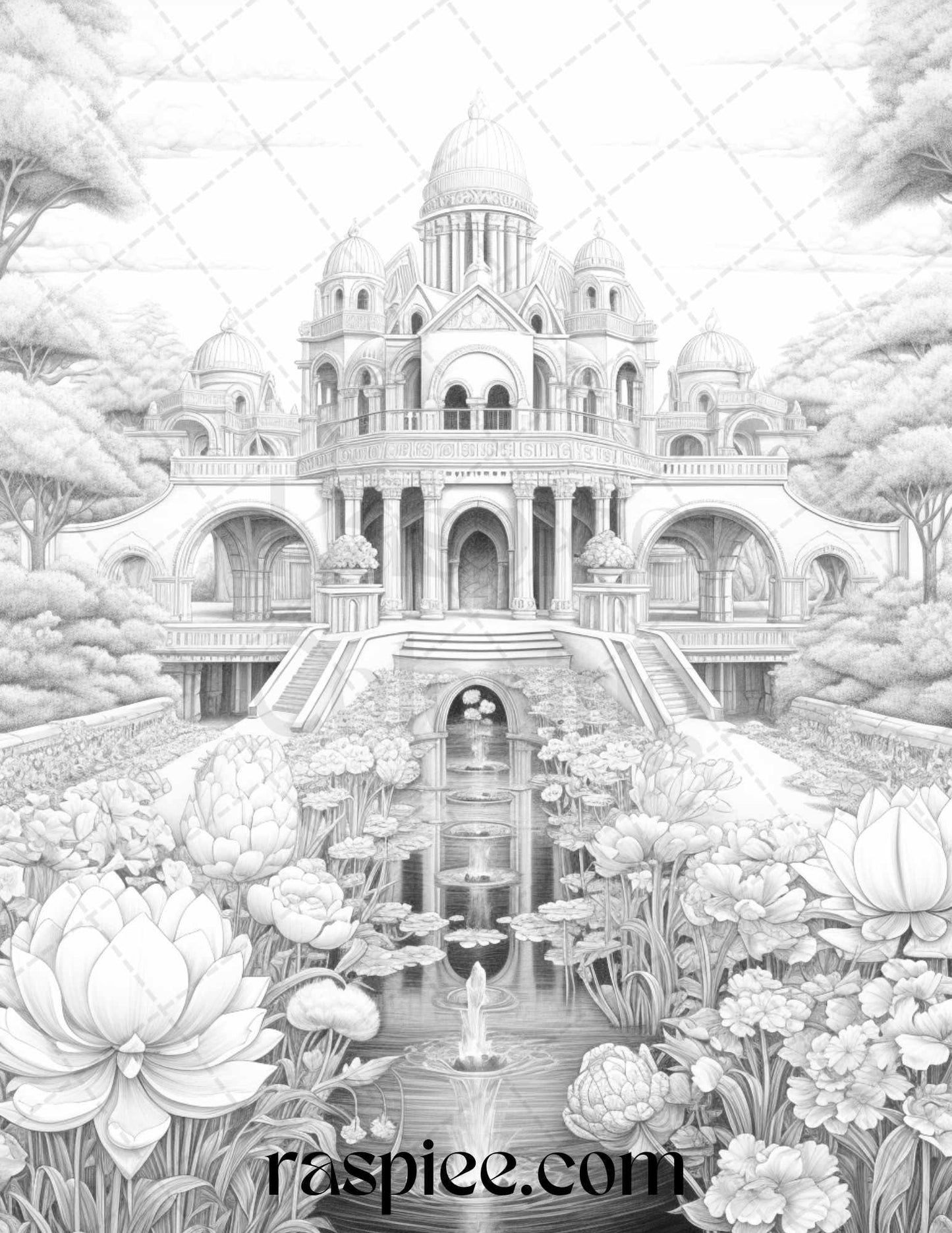 Mystical World Grayscale Coloring Pages Printable for Adults, Enchanting Fantasy Designs, PDF File Instant Download
