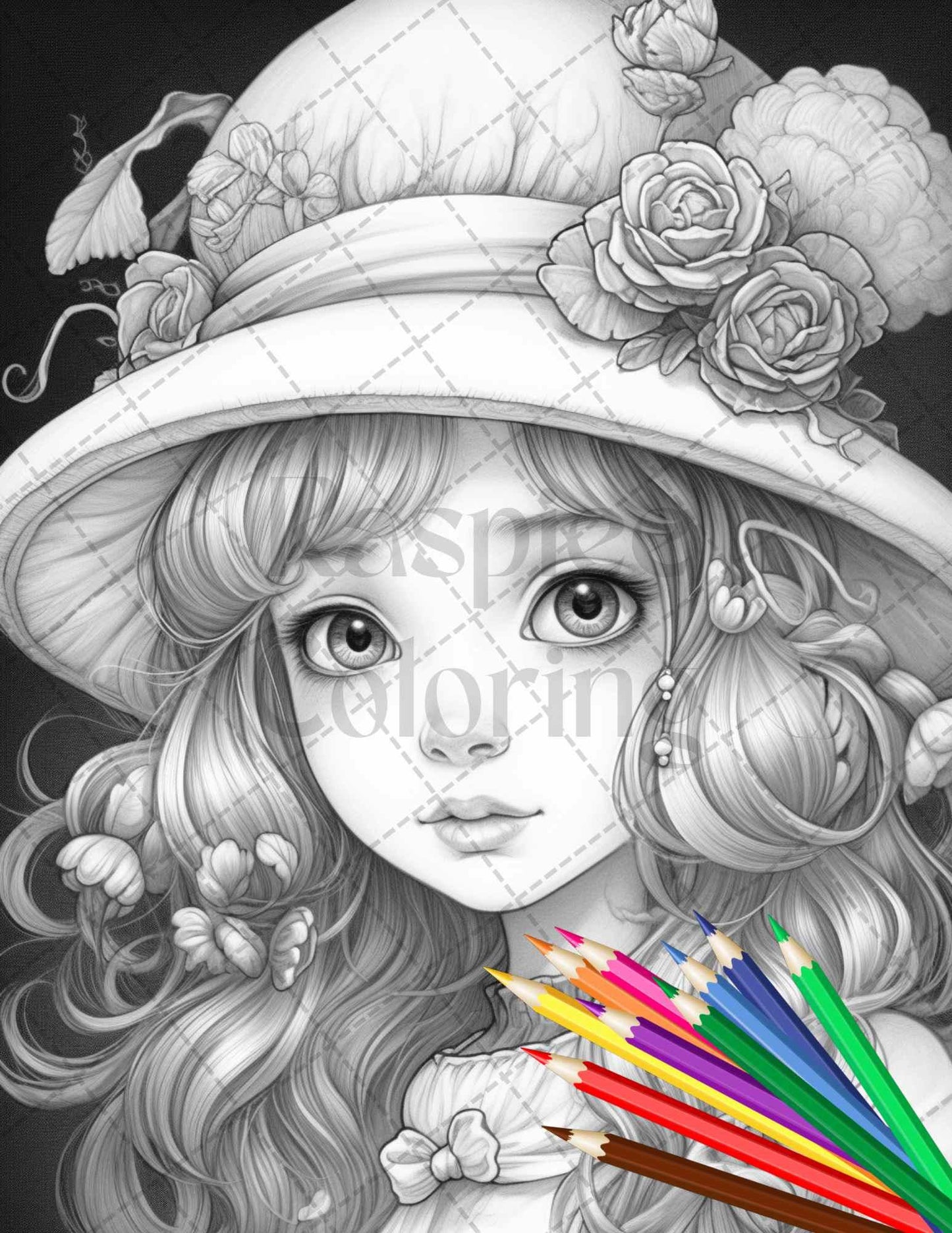 41 Adorable Gnome Girls Grayscale Coloring Pages Printable for Adults and Kids, PDF File Instant Download