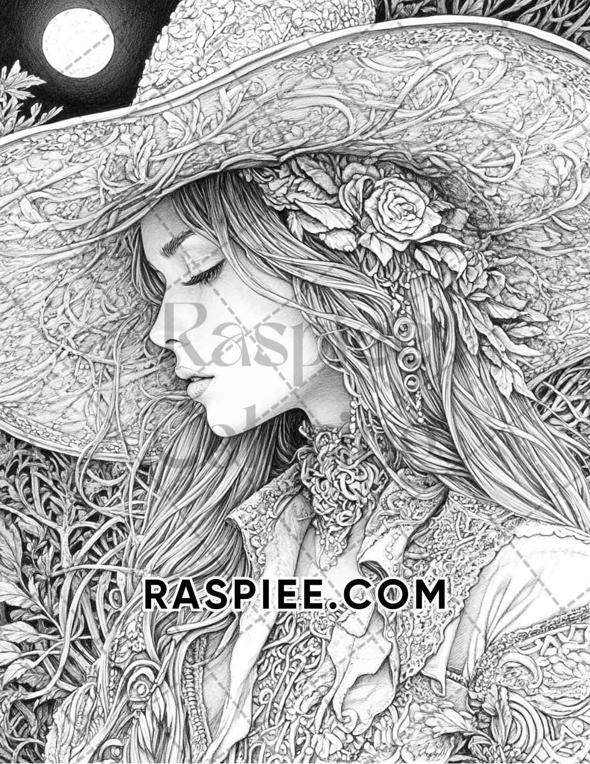 Enchanted Witches Adult Coloring Pages Printable PDF Instant Download