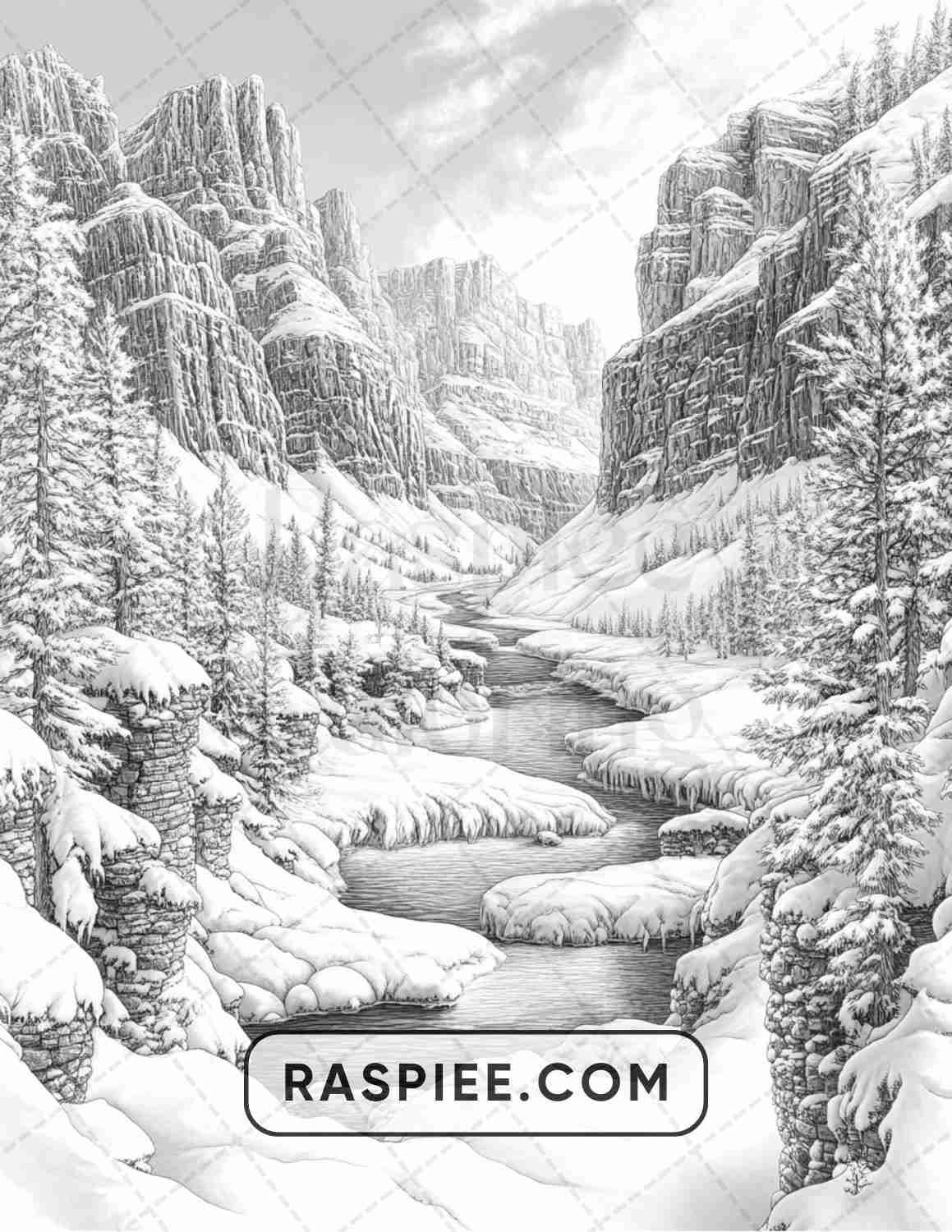 82 Winter Landscapes Adult Coloring Pages