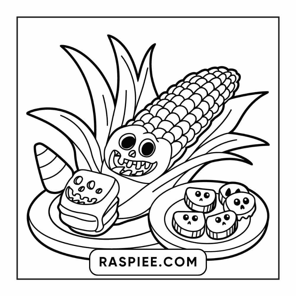 100 Bold Easy Spooky Food & Drinks Coloring Pages Printable PDF Instant Download