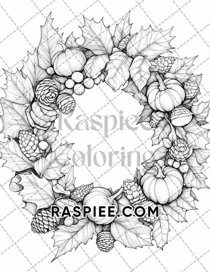 Autumn Charm Adult Coloring Pages Printable PDF Instant Download