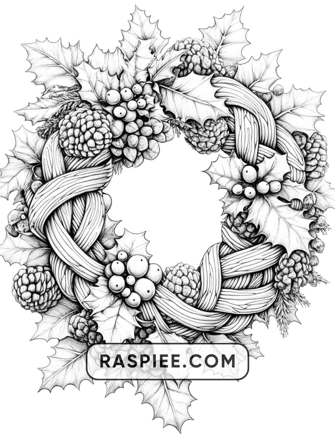 72 Christmas Wreaths Adult Coloring Pages