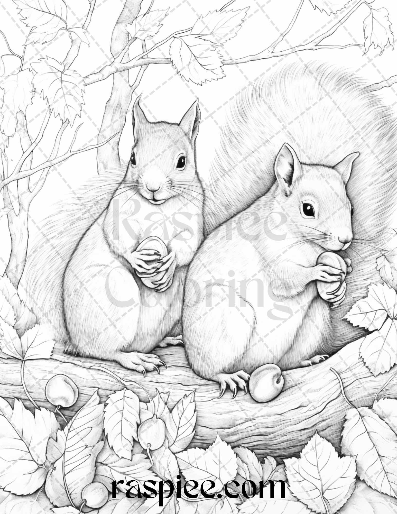Autumn Vibes Grayscale Coloring Pages Printable for Adults, PDF File Instant Download