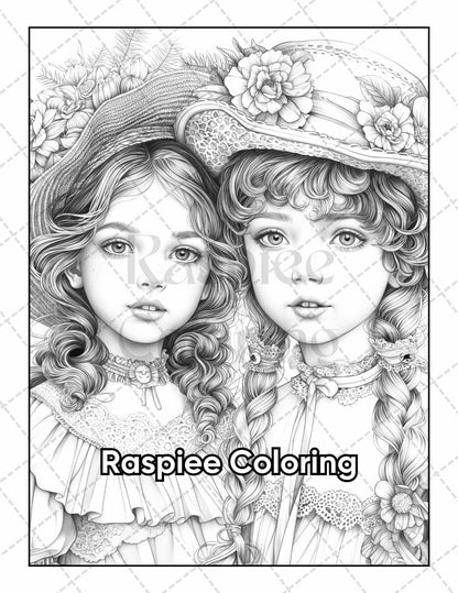 50 Victorian Portrait Adult Coloring Pages Printable PDF Instant Download