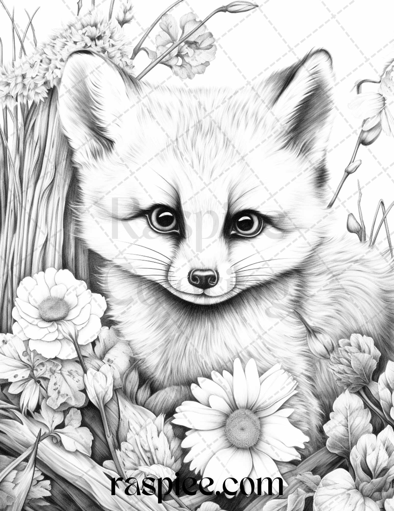 Autumn Animals Grayscale Coloring Pages for Adults and Kids, Printable PDF File Instant Download