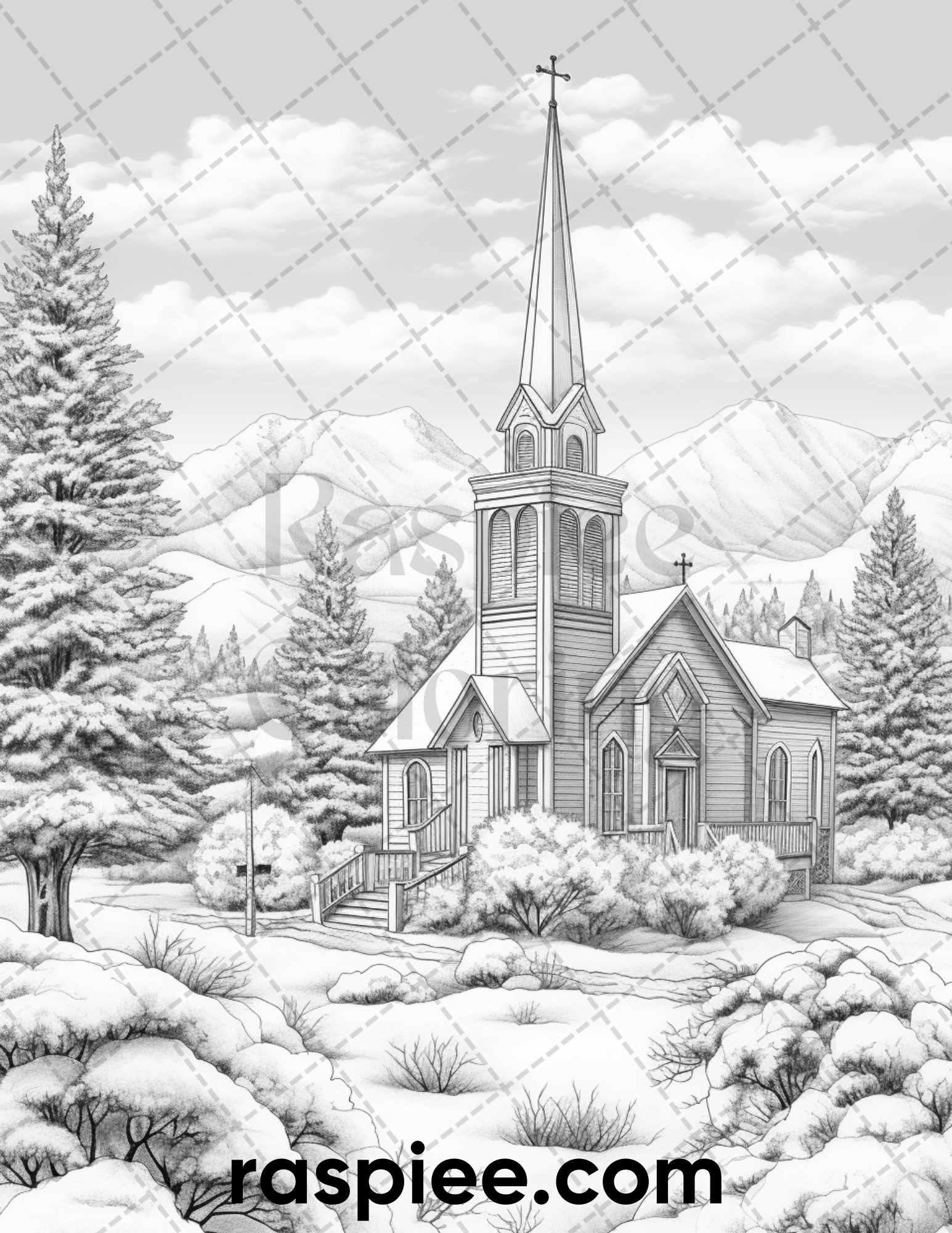 60 Merry Christmas Grayscale Coloring Pages Printable for Adult, Holiday Relaxation Art, PDF File Instant Download