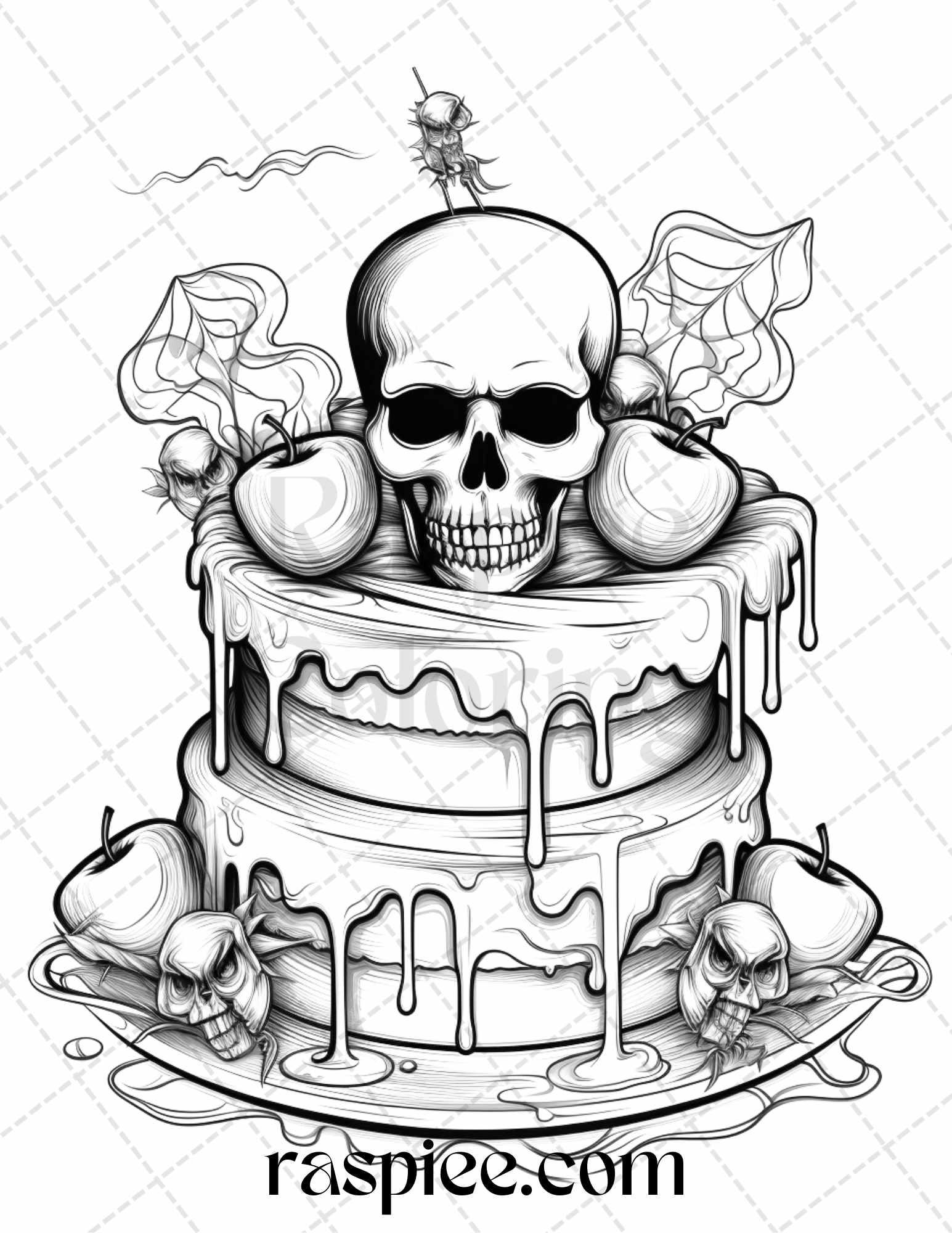 68 Halloween Spooky Desserts Grayscale Coloring Pages Printable for Adults, PDF File Instant Download