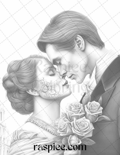 Phantom of the Opera Grayscale Coloring Pages Printable for Adults, PDF File Instant Download