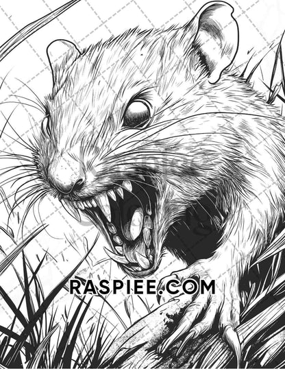 Horror Animals Halloween Adult Coloring Pages Printable PDF Instant Download