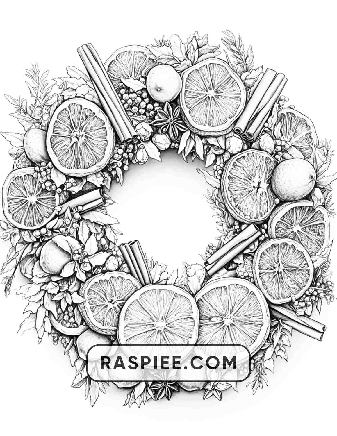 72 Christmas Wreaths Adult Coloring Pages