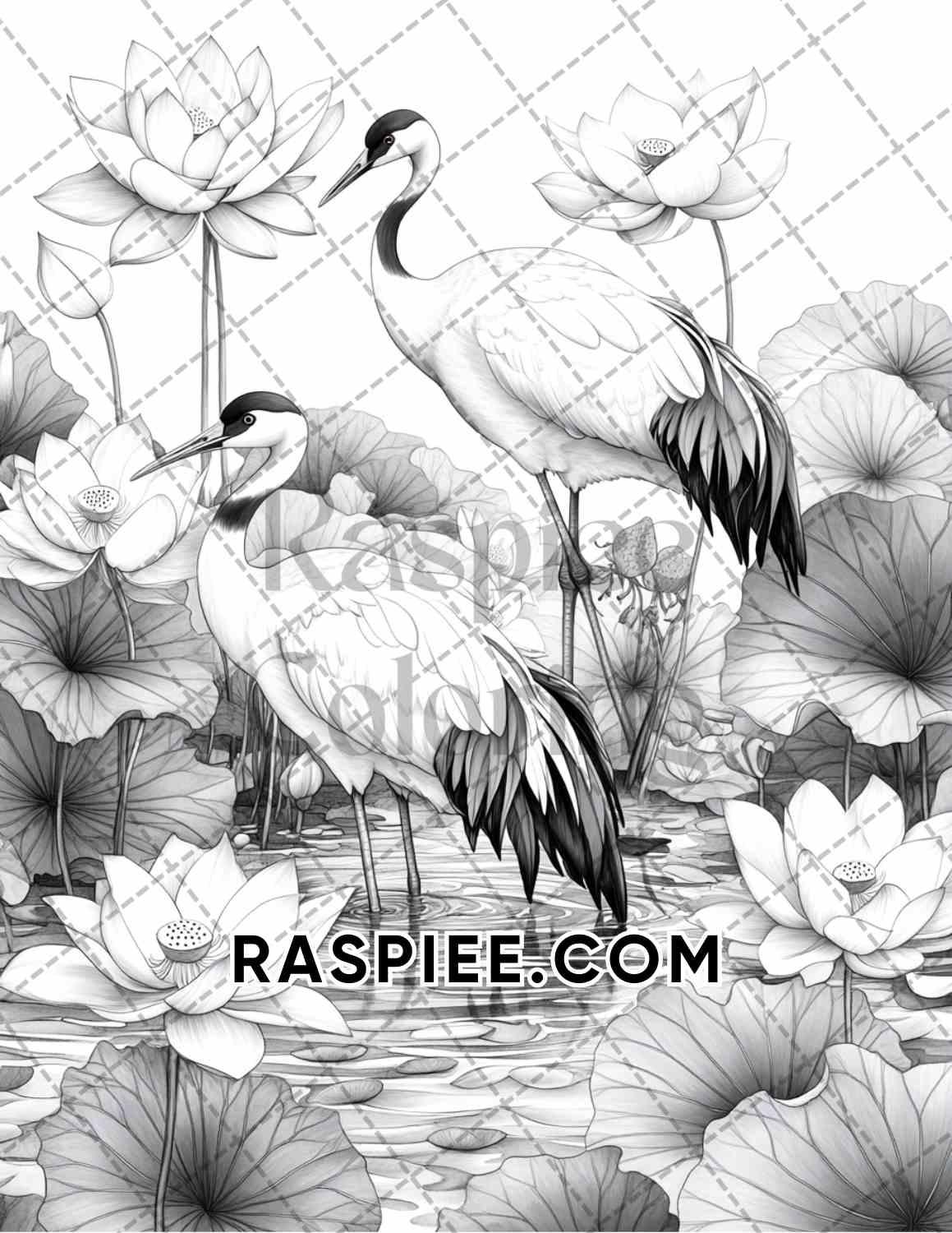 Flowers and Birds Adult Coloring Pages Printable PDF Instant Download