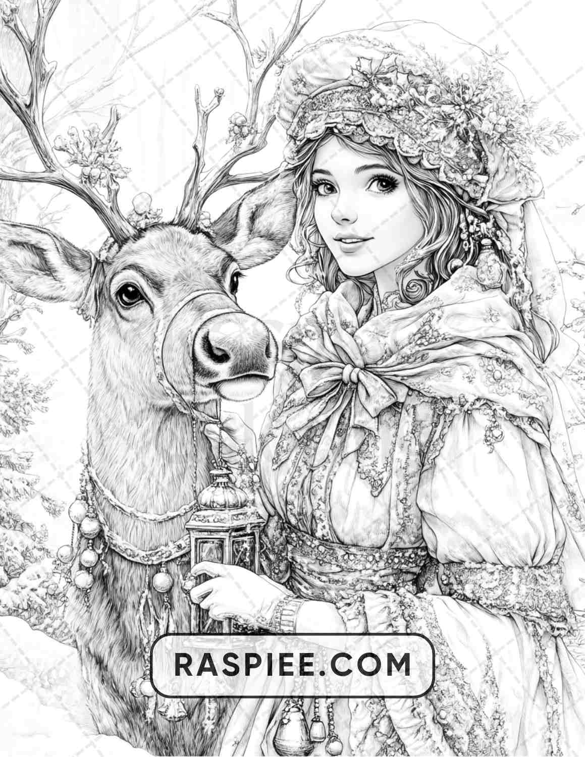 57 Winter Fairytale Portraits Adult Coloring Pages