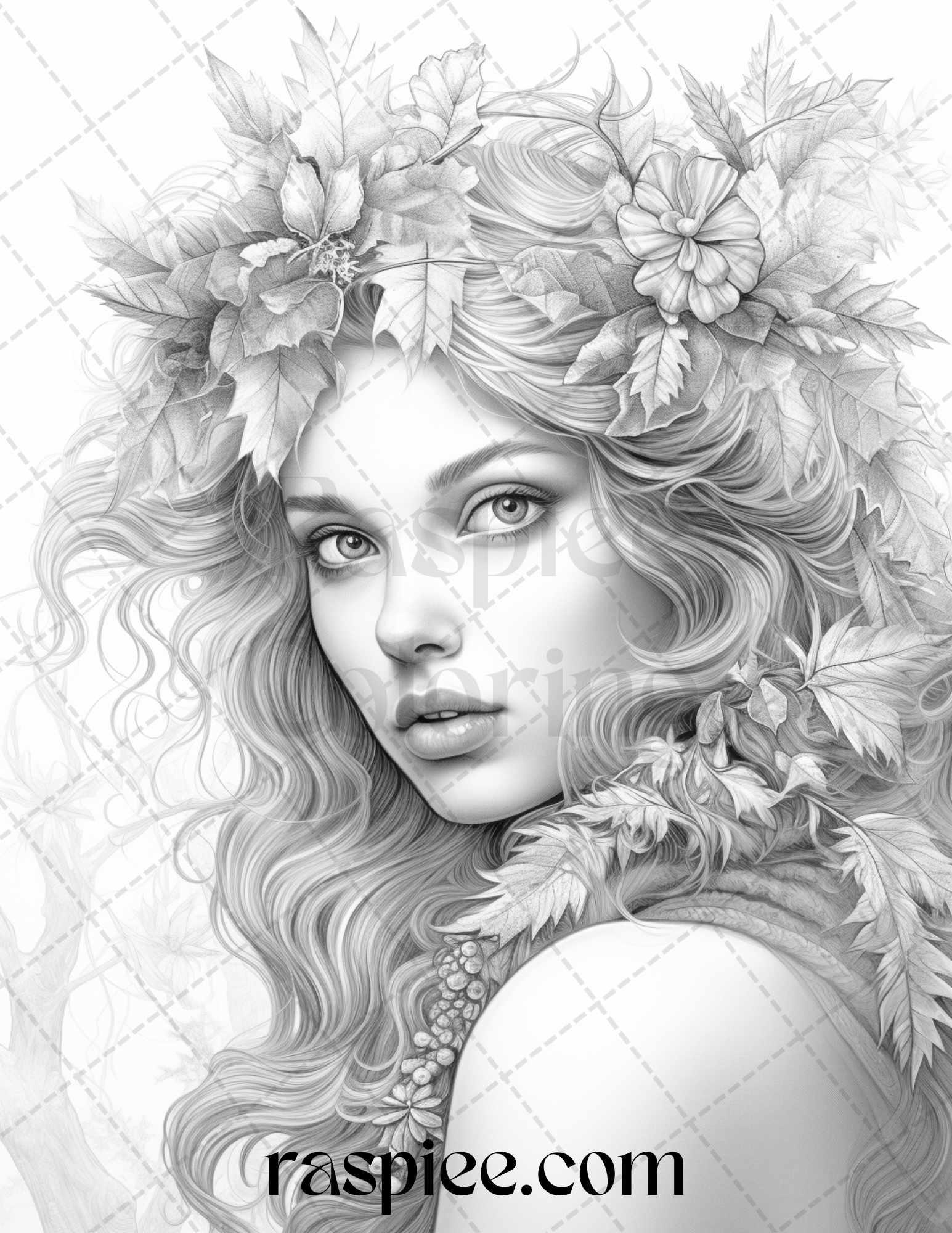 50 Winter Fairy Grayscale Coloring Pages Printable for Adults, PDF File Instant Download
