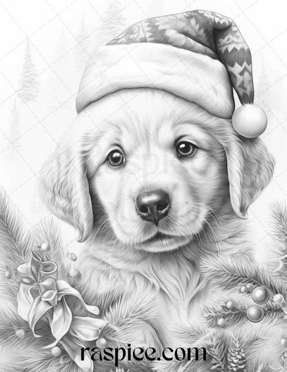 70 Christmas Animals Grayscale Coloring Pages Printable for Adults, PDF File Instant Download