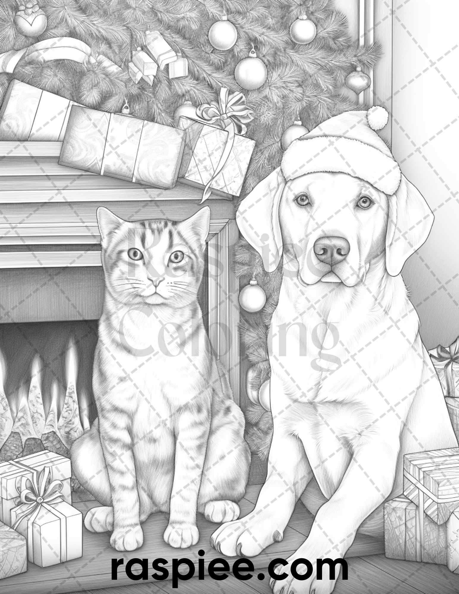 60 Merry Christmas Grayscale Coloring Pages Printable for Adult, Holiday Relaxation Art, PDF File Instant Download