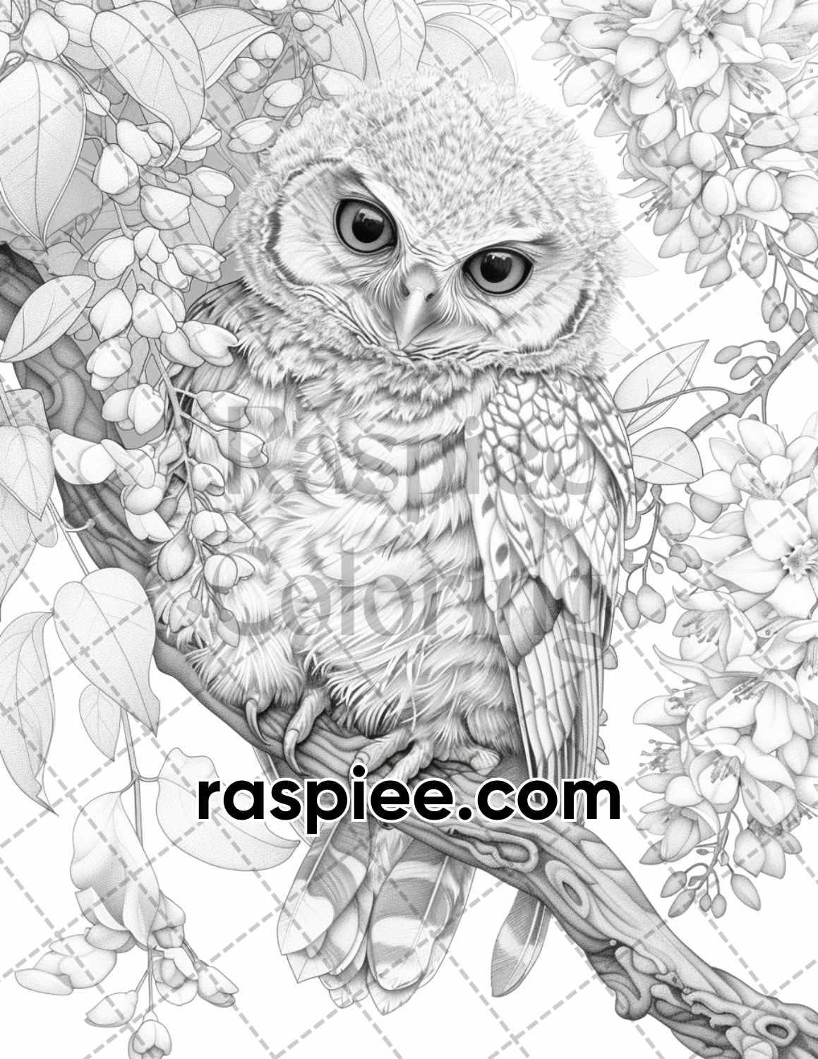 77 Baby Animals with Flowers Grayscale Adult Coloring Pages Printable PDF Instant Download