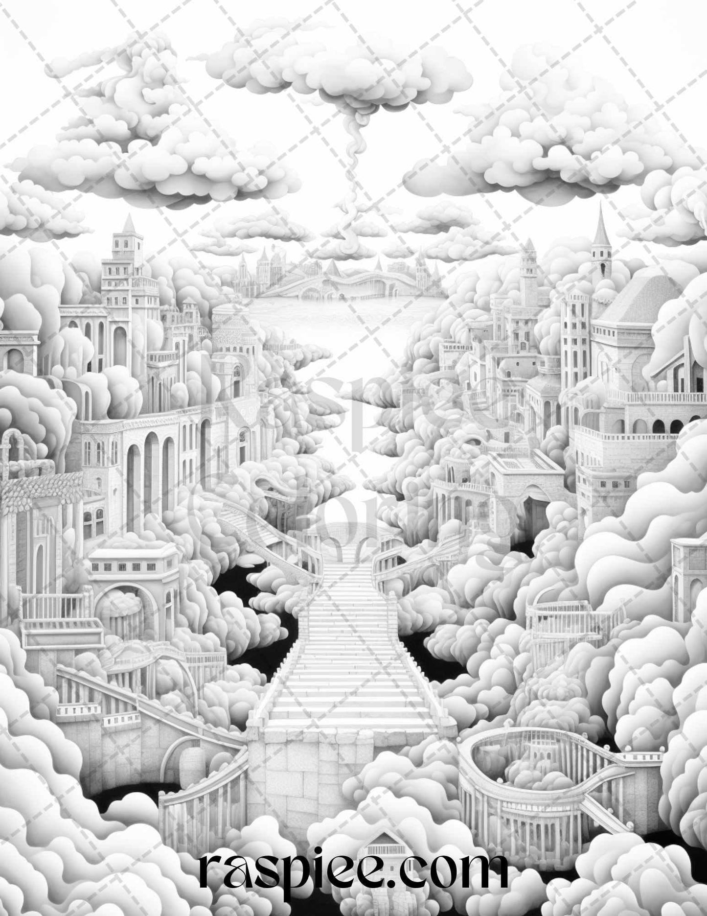 60 Enchanting Surrealism Grayscale Coloring Pages Printable for Adults, PDF File Instant Download