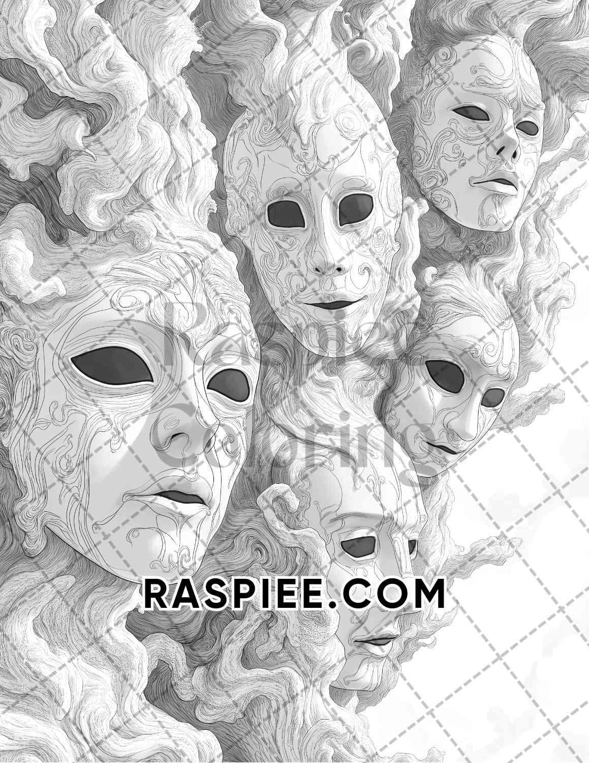Halloween Surreal Adult Coloring Pages Printable PDF Instant Download