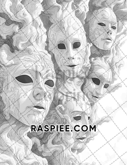 Halloween Surreal Adult Coloring Pages Printable PDF Instant Download