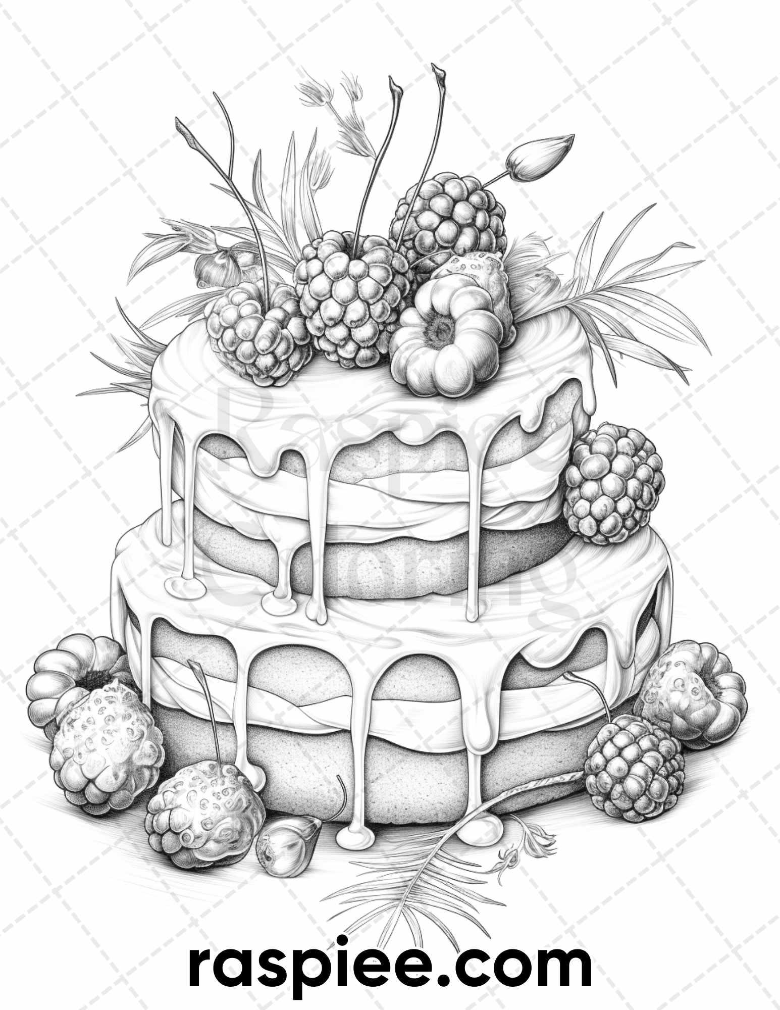77 Christmas Desserts Grayscale Coloring Pages for Adults, Printable PDF Instant Download