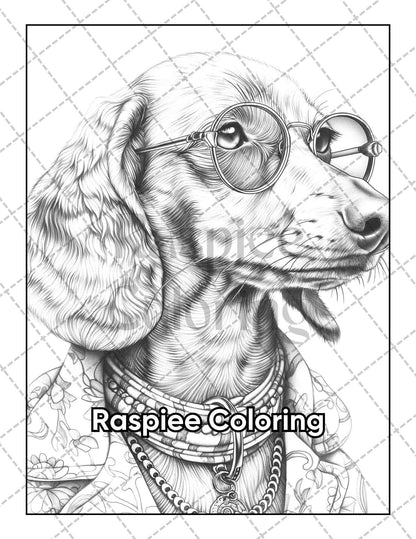 50 Dogs Dressed Up Adult Coloring Pages Printable PDF Instant Download