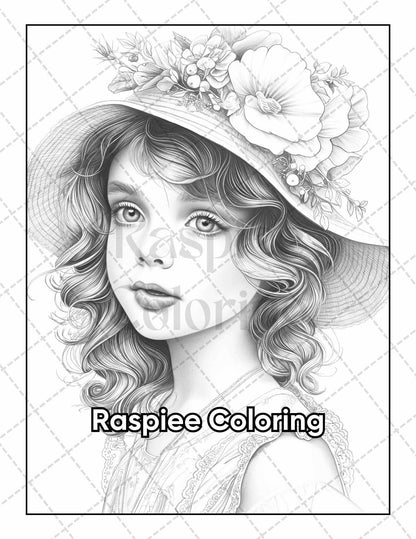 50 Victorian Portrait Adult Coloring Pages Printable PDF Instant Download