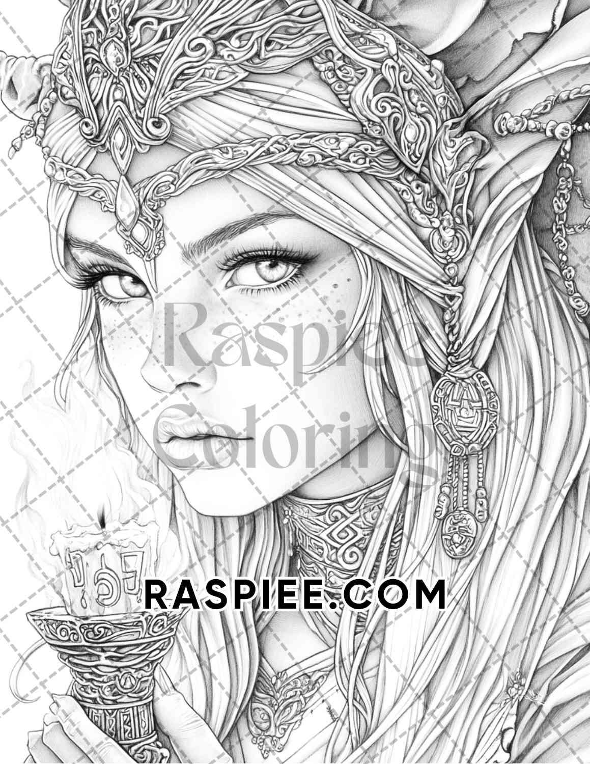 Enchanted Witches Adult Coloring Pages Printable PDF Instant Download