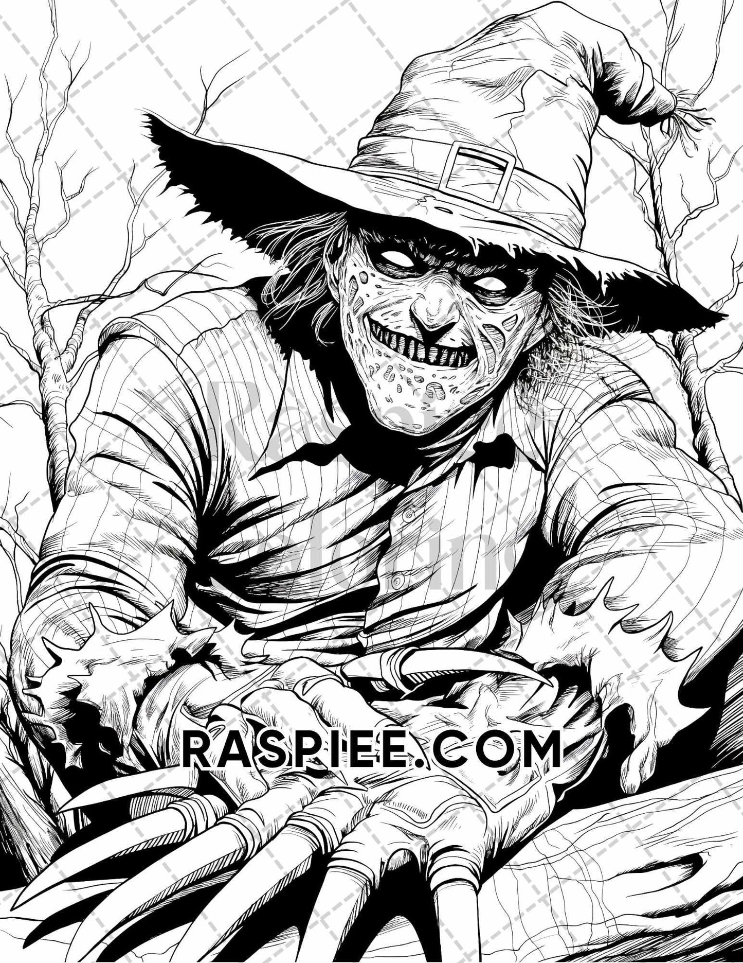 Freak Of Horror Halloween Adult Coloring Pages Printable PDF Instant Download