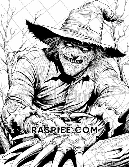 Freak Of Horror Halloween Adult Coloring Pages Printable PDF Instant Download