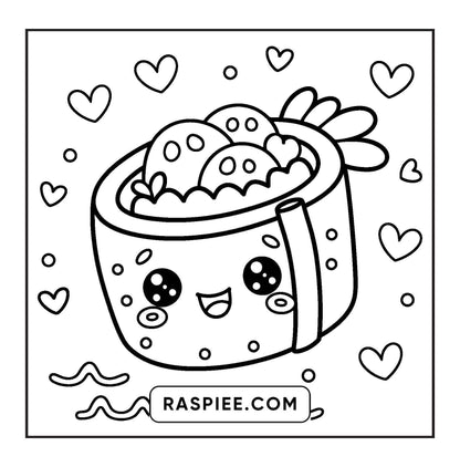 189 Bold and Easy Kawaii Food Coloring Pages