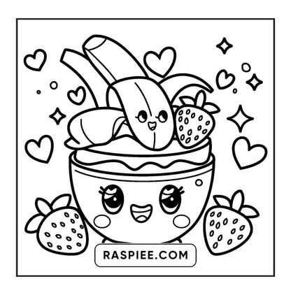 189 Bold and Easy Kawaii Food Coloring Pages