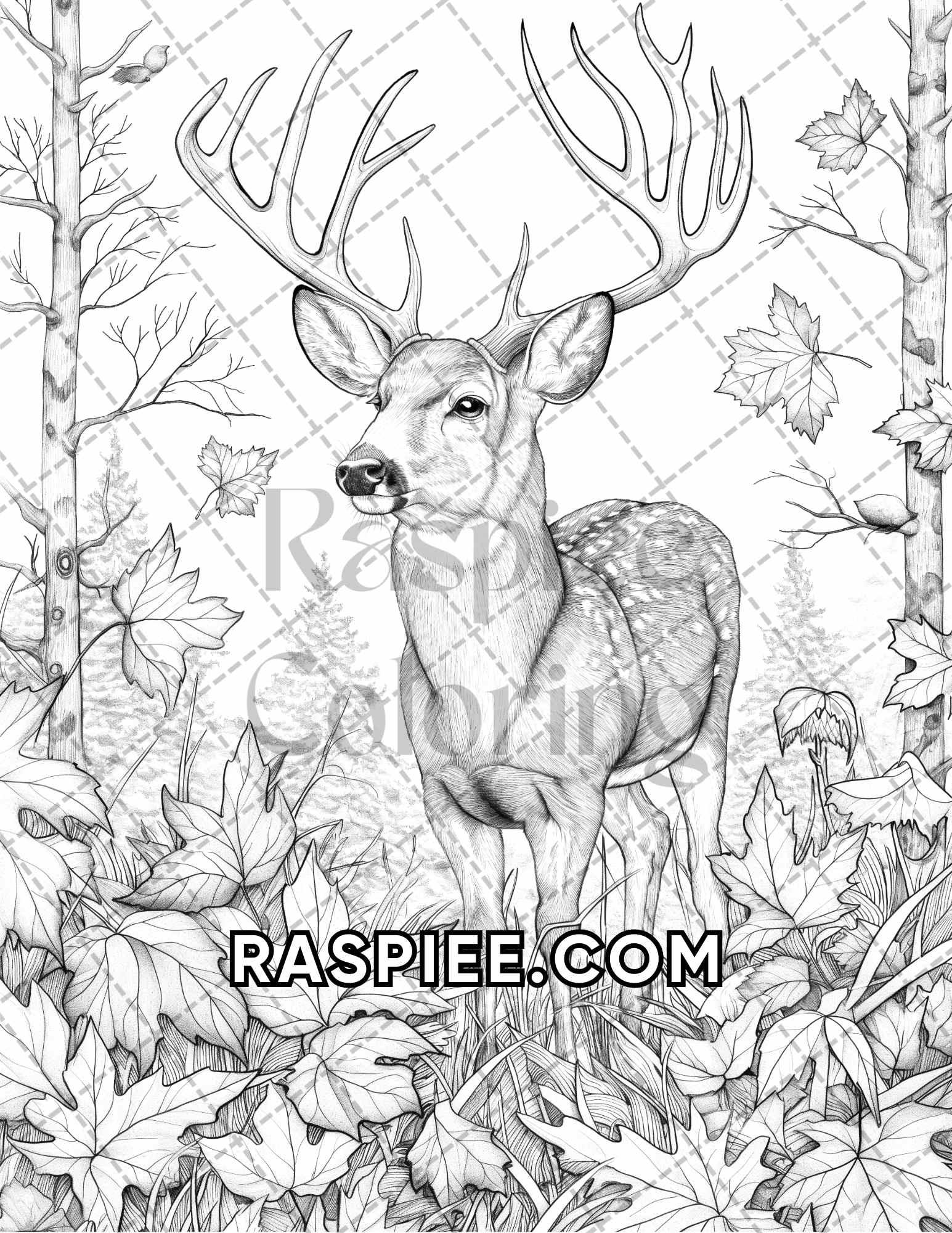 60 Relaxing Autumn Grayscale Adult Coloring Pages Printable PDF Instant Download