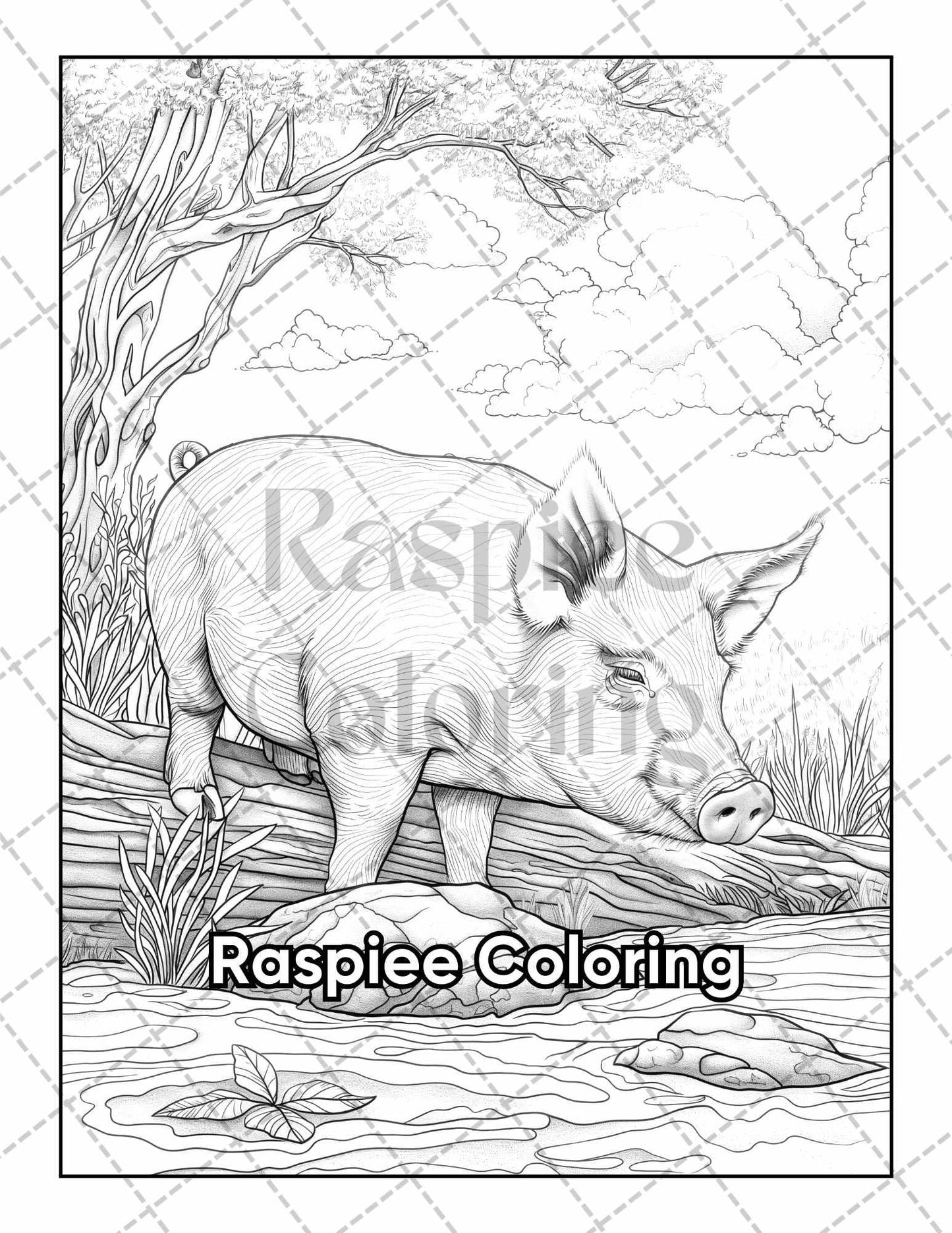 50 Country Farm Scenes Adult Coloring Pages Printable PDF Instant Download