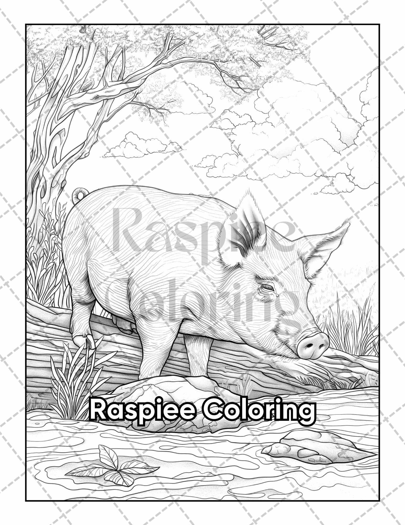 50 Country Farm Scenes Adult Coloring Pages Printable PDF Instant Download